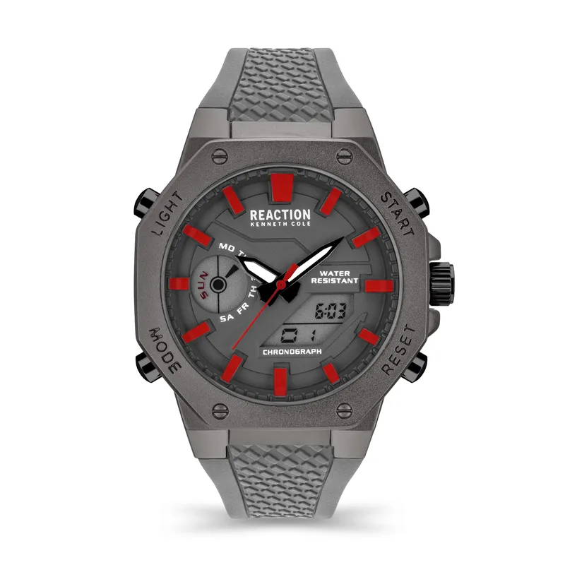 Kenneth Cole Reaction Silicone Analog-Digital Grey Dial Men's Watch-Krwgp2191702, Band_Brown — 76% off on Amazon.in