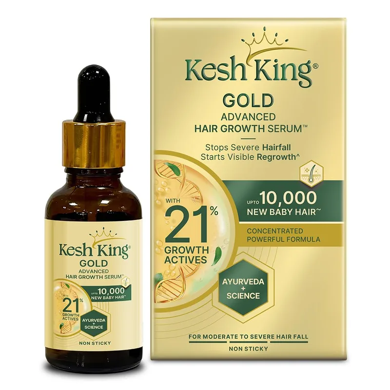 Kesh King Gold Advanced Hair Growth Serum – 21% Growth Actives with 3% Redensyl | 30ml — 39% off on Amazon.in
