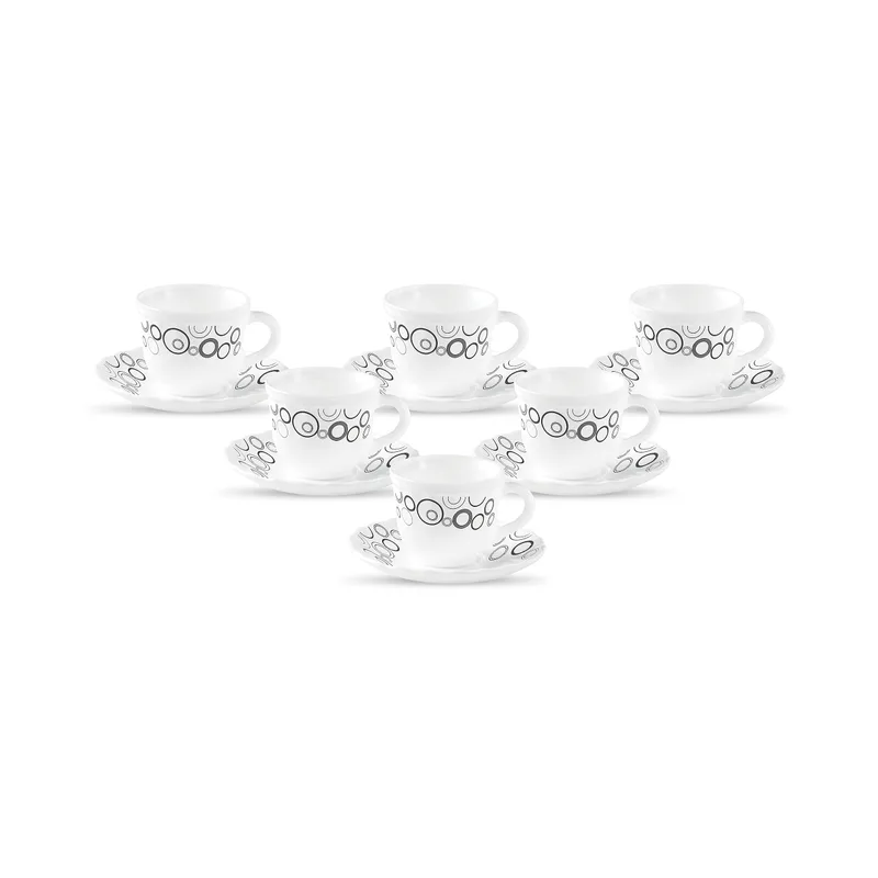 La Opala Diva, Opal Glass Crockery | Cup & Saucer Tulip Large, Set of 12 | Misty Drops, 220 ml — 48% off on Amazon.in