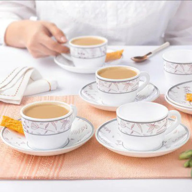 Larah by BOROSIL 140ml Opalware Grandeur Tea/Coffee 6pc Cup & 6pc Saucer Set — 56% off on Amazon.in