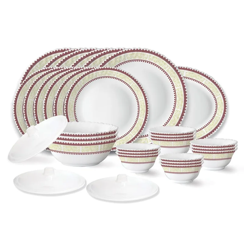 Larah by Borosil Elega Fluted Series Opalware Dinner Set | 31 Pieces for Family of 6 — 72% off on Amazon.in