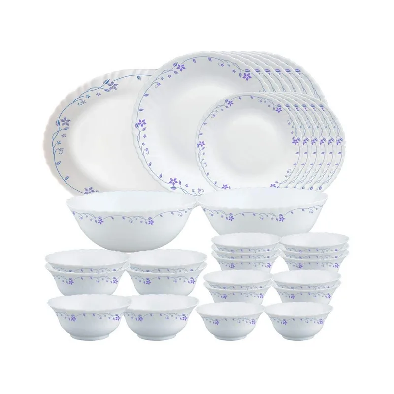 Larah by Borosil Fluted Series Flora Opalware Dinner Set | 33 Piece for Family of 6 — 62% off on Amazon.in