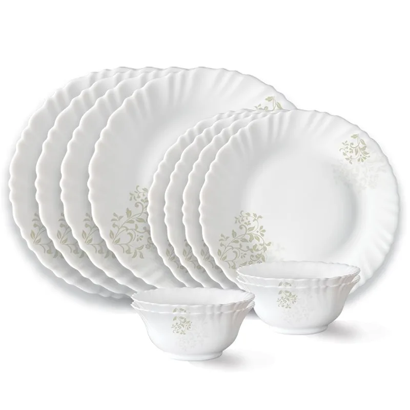 Larah by Borosil Ingot Fluted Series Opalware Dinner Set | 12 Pieces for Family of 4 | Microwave & Dishwasher Safe | Bone-Ash Free | Crockery Set for Dining & Gifting | Plates & Bowls | White — 58% off on Amazon.in