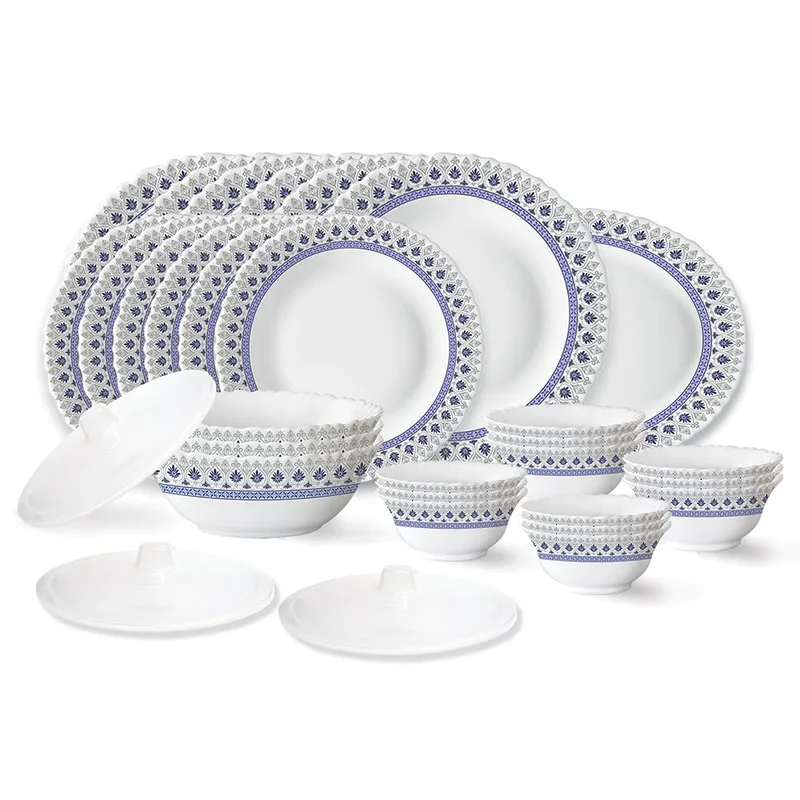 Larah by Borosil Ocean Fluted Series Opalware Dinner Set | 31 Pieces for Family of 6  — 65% off on Amazon.in