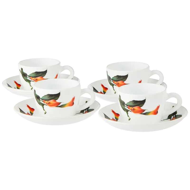 Larah by BOROSIL Stargazer Opalware Cup and Saucer Set of 8 pcs | Tea/Coffee Cups 140 ml — 39% off on Amazon.in