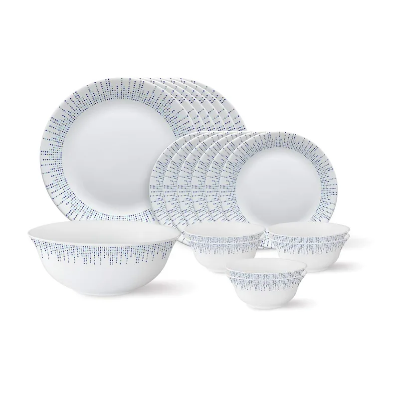 Larah By Borosil - Tiara Series, Pulse, 19 Pcs, Opalware Dinner Set, White — 60% off on Amazon.in