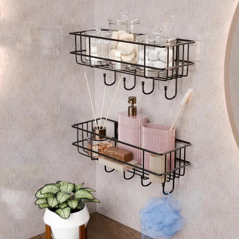 Lifelong Bathroom Shelf | Mild Steel Wall Mounted Organizer Rack with CED Coating | Rust & Scratch Proof Multipurpose Storage for Washroom, Kitchen, Shower | Screw Install (Black) — 83% off on Amazon.in