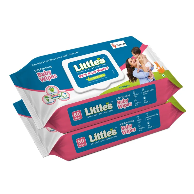 Little's Soft Cleansing Baby Wipes with Lid | 80 Wipes x Pack of 2 - 160 Wipes — 70% off on Amazon.in