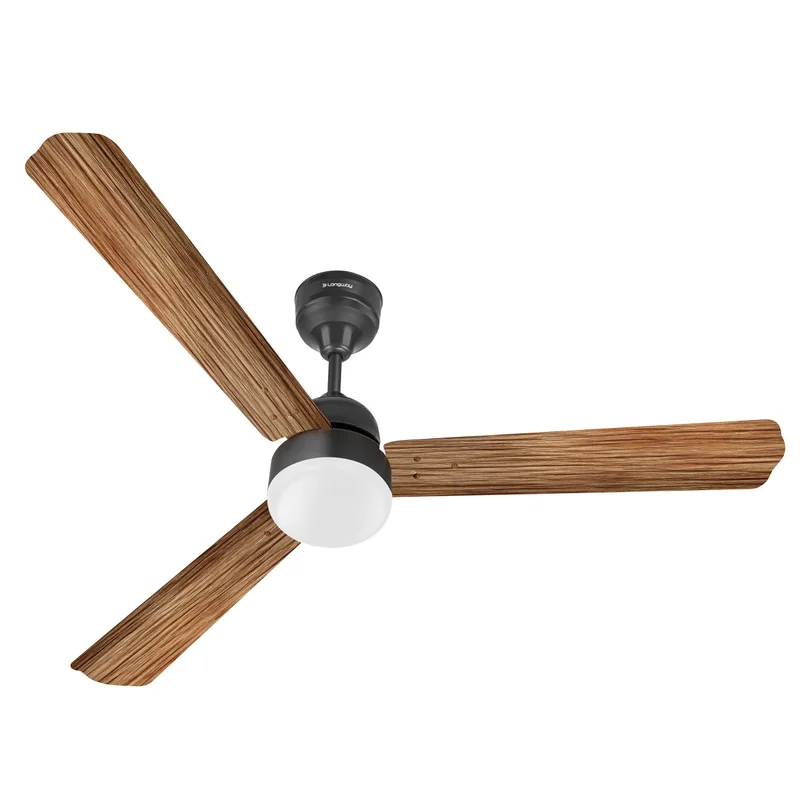 LONGWAY Luminair Max 1200 mm BLDC Ceiling Fan with Remote Control & LED Light | BEE 5 Star Rated Energy Efficient | Ultra High Speed 3 Blade Anti-Dust Decorative Ceiling Fan (Smoked Cedar) — 63% off on Amazon.in