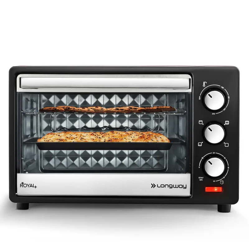 Longway Royal Plus OTG 25 Ltr Oven Toaster Griller with Multiple Heating Modes | Temperature Timer Control for Baking Pizza, Cake, Grilling Chicken & Toasting Bread | 2 Years Warranty (1280W, Silver) — 79% off on Amazon.in