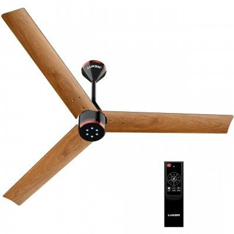 LUKER JVLuker USA Crown Wood 1200mm BLDC Ceiling Fans with Remote, BEE 5 star Rated Energy Saving Ceiling Fan for Living Room, High Air Delivery with LED Indicators, Teakwood-Black-Copper — 52% off on Amazon.in