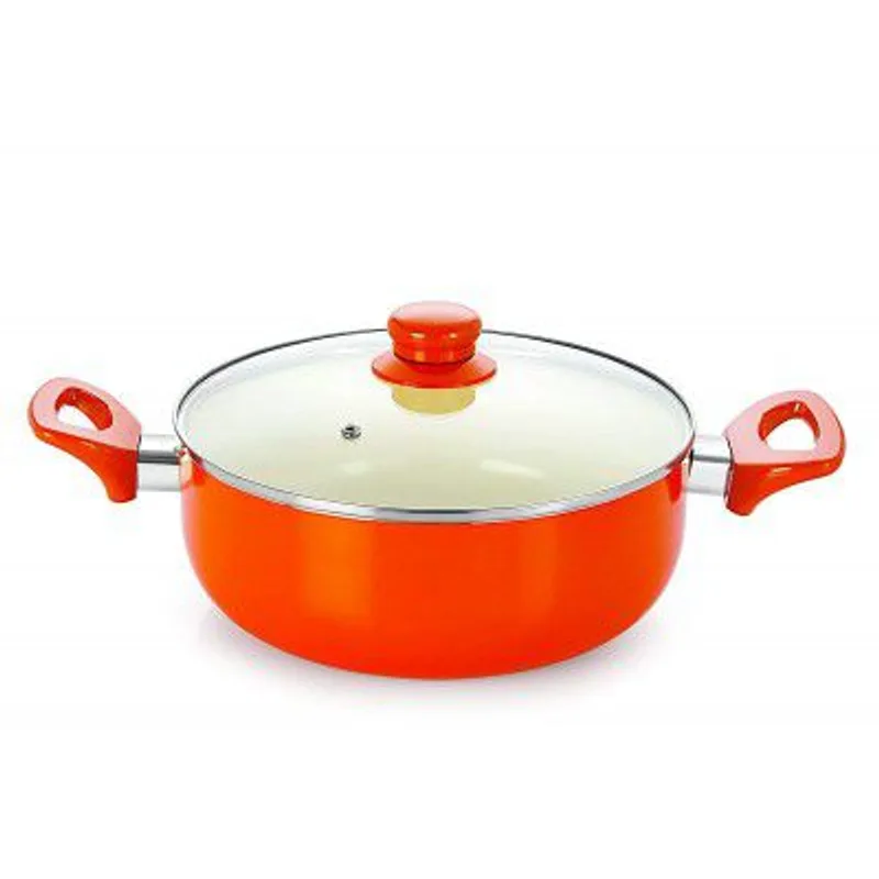 Nirlon Non Stick Induction Casserole with Glass Lid, 2.6 Liter, Orange — 71% off on Amazon.in