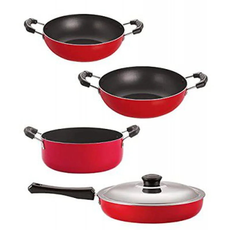 Nirlon Non Stick PFOA Free Gas Compatible Cookware Utensil Item Set of 4 Pieces with Bakelite Handle (FP10_KD11_KD12_CS24) — 68% off on Amazon.in
