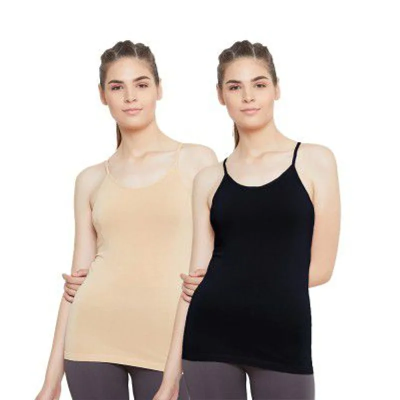 OUTFLITS Women's Ladies Cotton Adjustable Strap Innerwear Camisole Slip Combo 2 Pices Pack (LIC02F_2C) — 47% off on Amazon.in