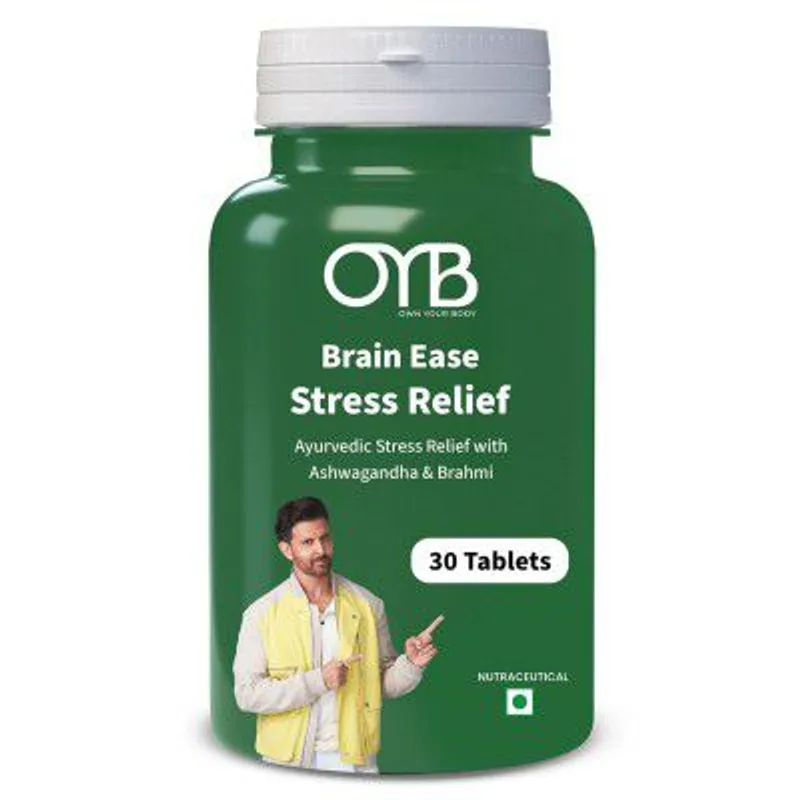 OYB Brain Ease – Stress Relief & Mind Wellness Supplement with Ashwagandha | 30 Tablets — 80% off on Amazon.in