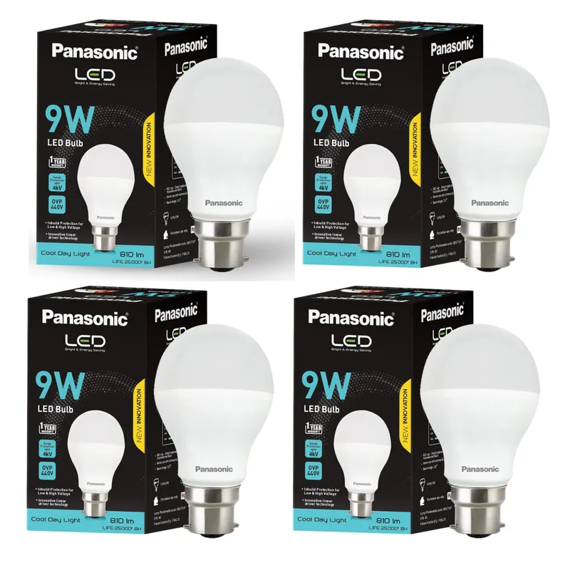 Panasonic Dura Saver 9W Bulb, B22 LED Bulb Base, Energy Efficiet, 6500K Cool Daylight (Pack of 4) — 72% off on Amazon.in