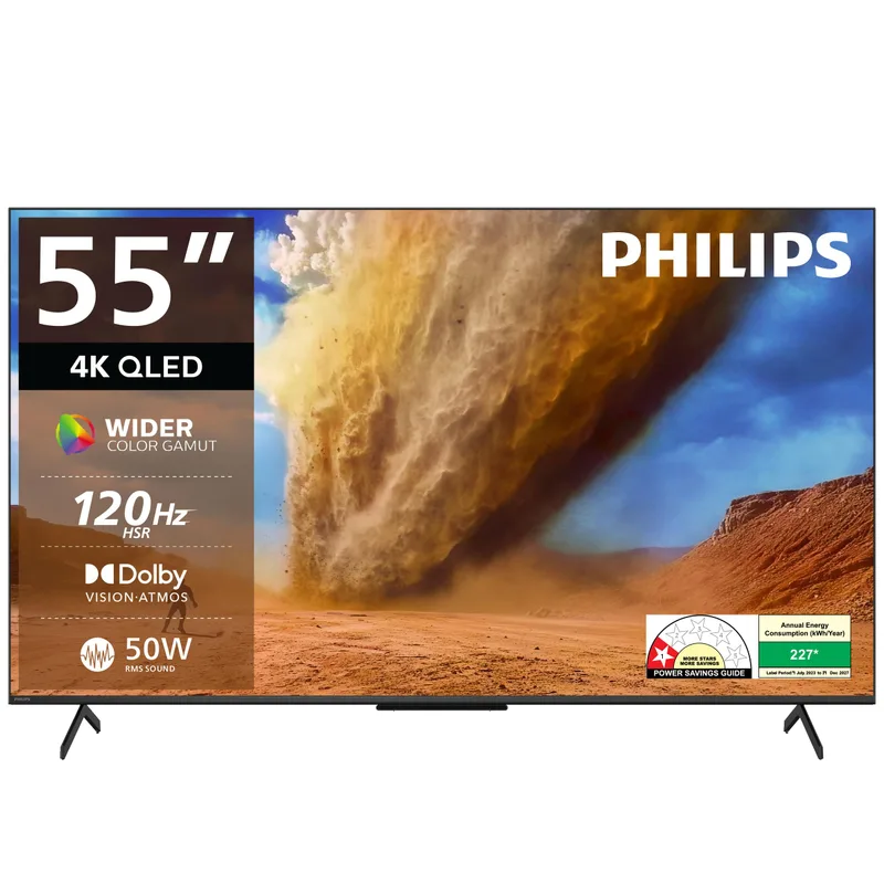 Philips (55") Harmony Series 4K Ultra HD Smart QLED Google TV 55PQT8300/94 — 37% off on Amazon.in