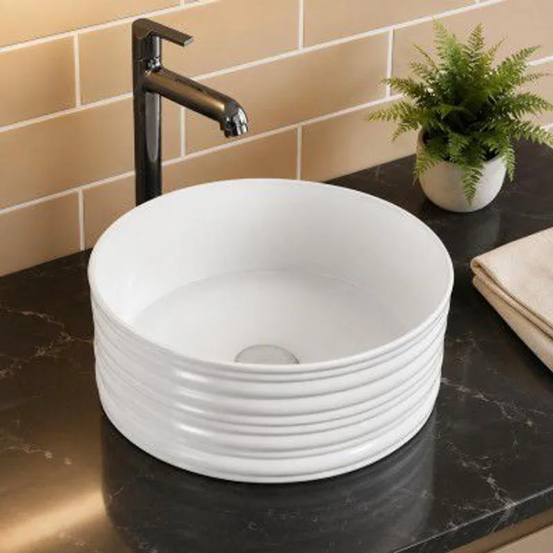 Plantex Ceramic Table Top Wash Basin For Bathroom/Designer WashBasin/Bathroom Wash Basin (White, 16 x 16 x 6 Inch) — 88% off on Amazon.in