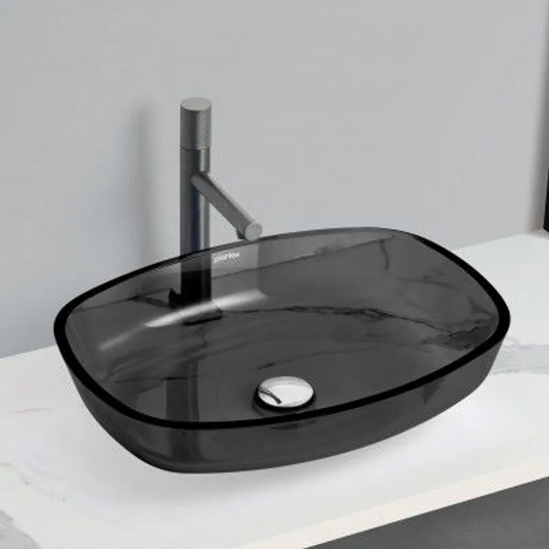 Plantex Glass Basin For Bathroom/Tabletop Wash Basin/Luxury Countertop Sink For Home/Office/Hotel (21 X 16 X 4 Inch - Black) — 70% off on Amazon.in