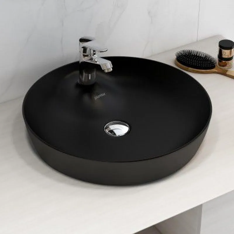 Plantex Platinum Ceramic Tabletop Round Wash Basin (Black - 17 x 17 x 5 Inch) — 87% off on Amazon.in