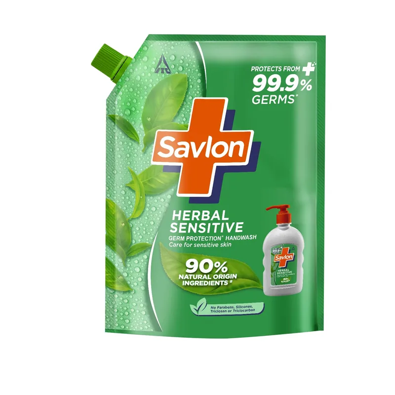 Savlon Herbal Sensitive Germ Protection Liquid Handwash Refill Pouch, 1.3L — 60% off on Amazon.in