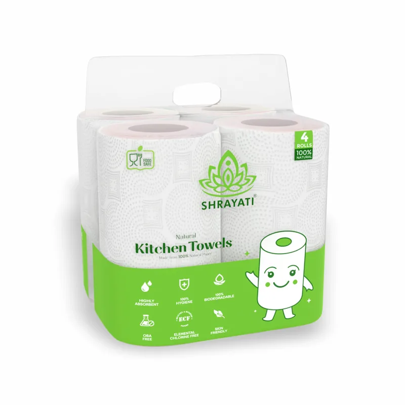Shrayati Kitchen Paper Rolls, 2 Ply, Pack of 4 | 240 Pulls | 60 Pulls x 4 Rolls | Kitchen Paper Towel — 79% off on Amazon.in