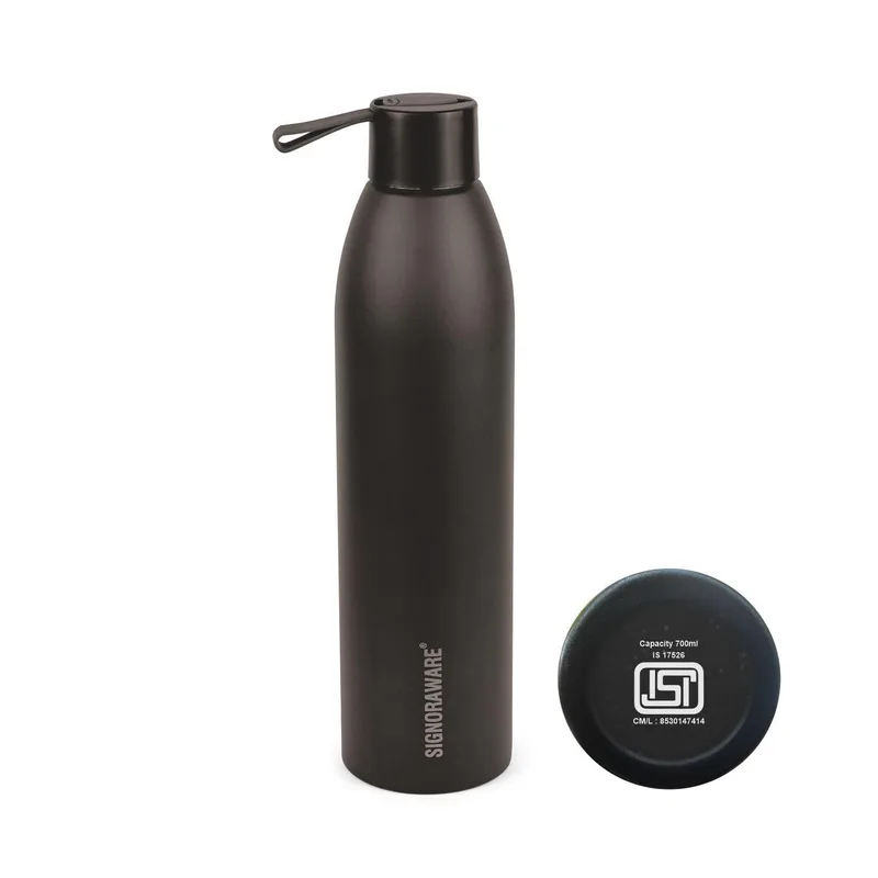 SignoraWare Laguna Vacuum ISI Certified Stainless Steel Bottle (700ml | Black) — 53% off on Amazon.in