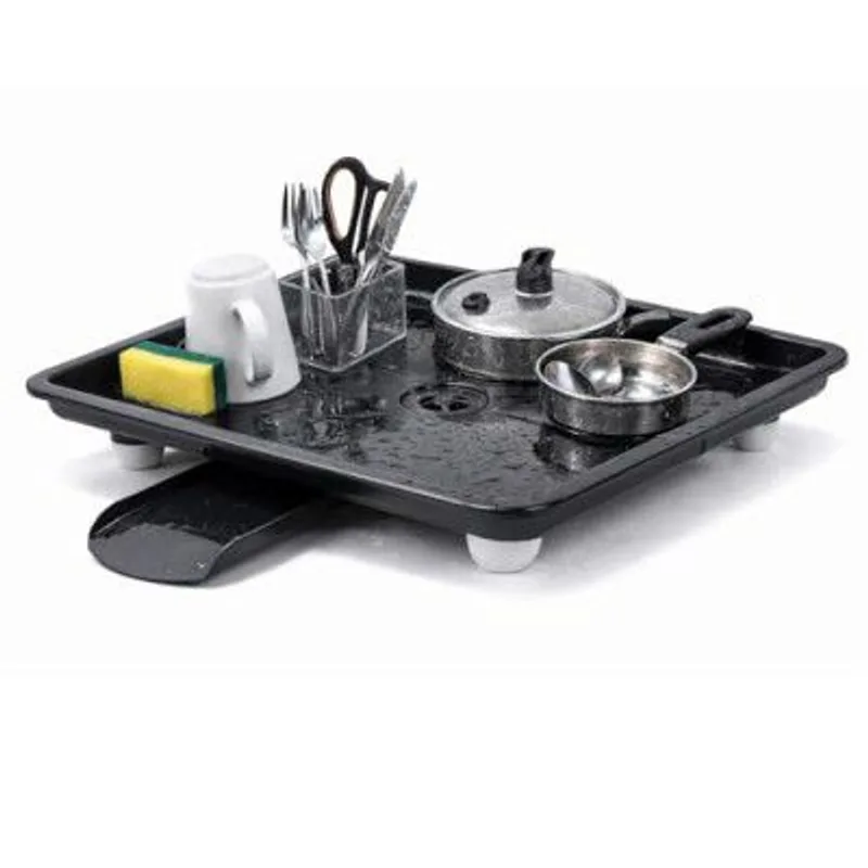 SmartSlide Dish Drainer Tray for Kitchen Sink | Plastic Utensil Drying Tray with Water Drain Spout (12 x 17 Inch) (Black) — 72% off on Amazon.in