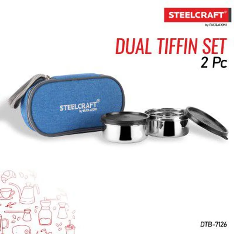 Steelcraft Premium Dual Lunch Box | Stainless Steel - 2 Containers | School & Office Use | with Insulated Bag | 350 ml x 2 | Leaf Proof & Air Tight - Blue — 56% off on Amazon.in