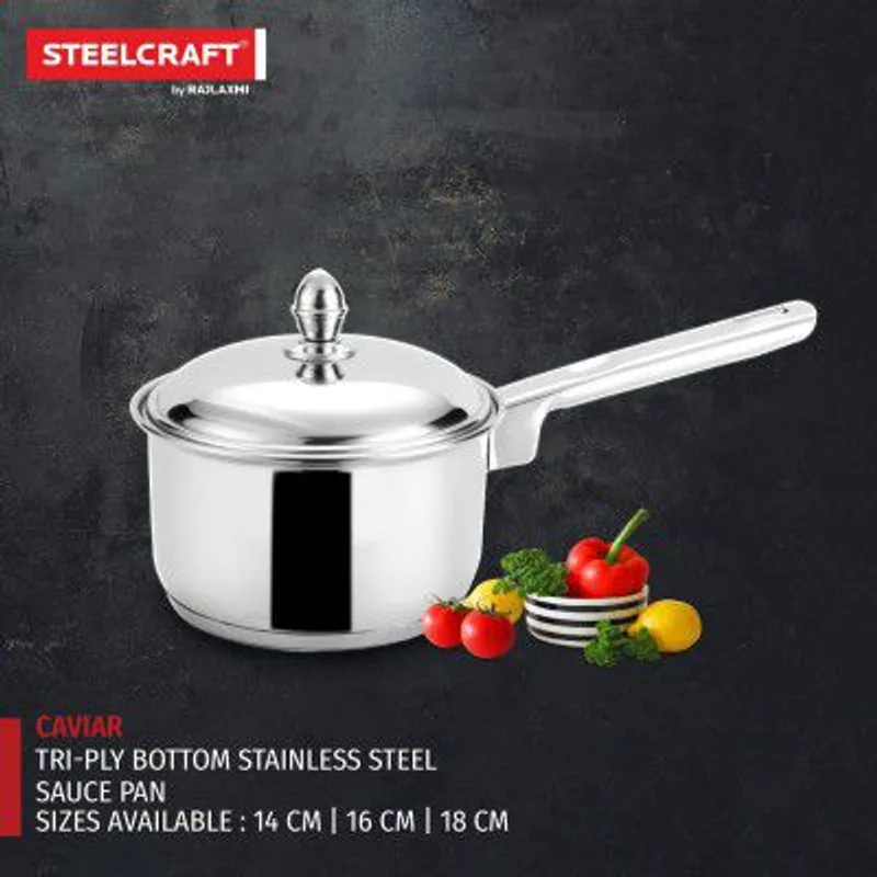 Steelcraft Premium Stainless Steel Caviar Saucepan with Steel lid -18 cm, 1780ml (Induction Friendly) Cook and Serve, for Multipurpose Cooking, Silver, Set of 1 — 56% off on Amazon.in