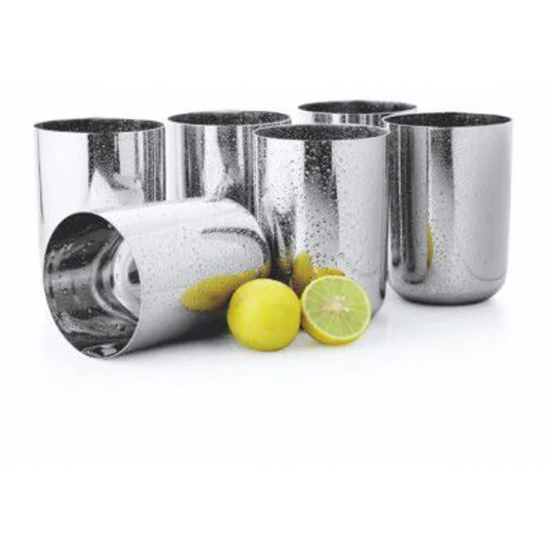 Steelcraft Premium Stainless Steel Multipurpose Premium Oliver Glasses | 6 Pcs Glass Set with Mirror Finish, Food Grade Quality, BPA Free Comes with Lifetime Warranty - 300 ml Each, Silver Colour — 61% off on Amazon.in