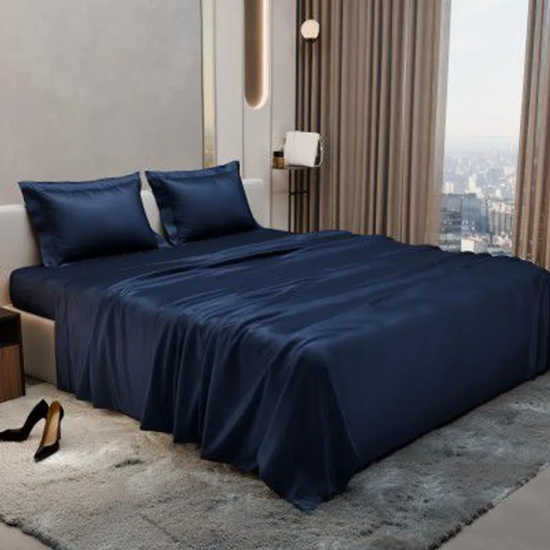 Stoa Paris Double Bedsheet with 2 Pillow Covers, 300 TC UltraSatin Premium Bedding Set, Aesthetic Home Decor, Gift for Couples, Wedding, Anniversary, Date Night - Mystique Blue — 55% off on Amazon.in
