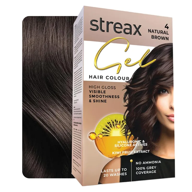 Streax Gel Hair Colour for Women & Men, Natural Brown 4, 150ml | Hair Colour Brown — 50% off on Amazon.in