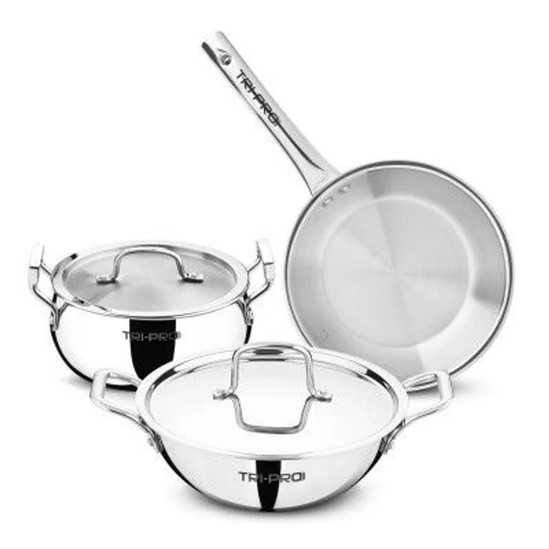 Tripro Triply Cookware Set 5 Pcs - 18cm (2.3L) Belly Shape Casserole/Biryani Handi with Lid — 60% off on Amazon.in
