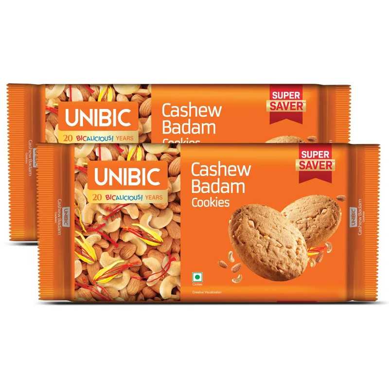 Unibic Cashew Badam Cookies | Filled with Cashews and Almonds | Rich & Nutty Biscuits 1KG — 50% off on Amazon.in