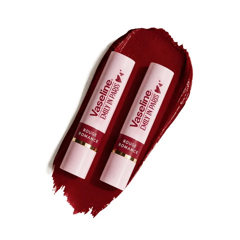 Vaseline Rouge Romance Emily in Paris Limited Edition Red Tinted Lip Balm Stick 3g (Pack of 2) — 50% off on Amazon.in