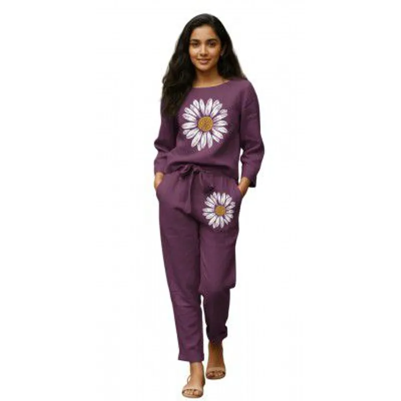 White Button new Girls sunflower Daisy Print Flax Cotton Co-ord Set - Breathable Summer 2-Piece Outfit — 88% off on Amazon.in