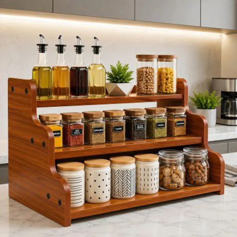 Wixixoor 13.8-Inch Wooden 3-Tier Spice Rack Organizer — 60% off on Amazon.in