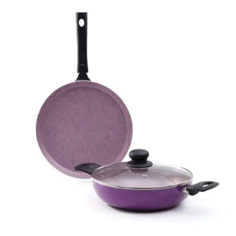 Wonderchef Valencia Plus Non-Stick Cookware 3 Piece Set | Kadhai, Glass Lid, Dosa Tawa | Purple — 71% off on Amazon.in